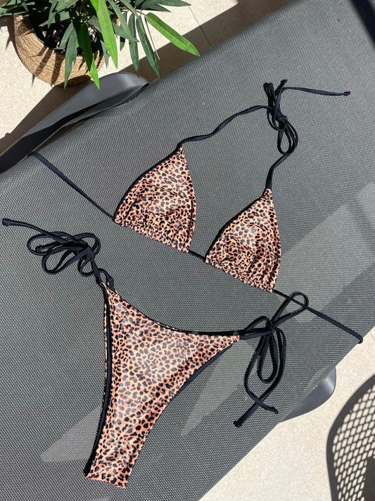 Reversible Triangle Bikini Set - Cheetah/Black