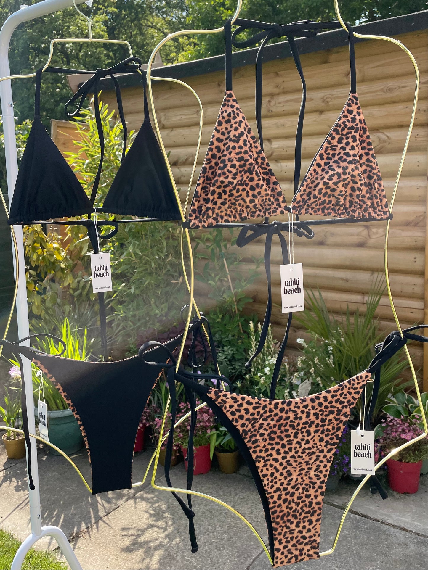 Reversible Triangle Bikini Set - Cheetah/Black